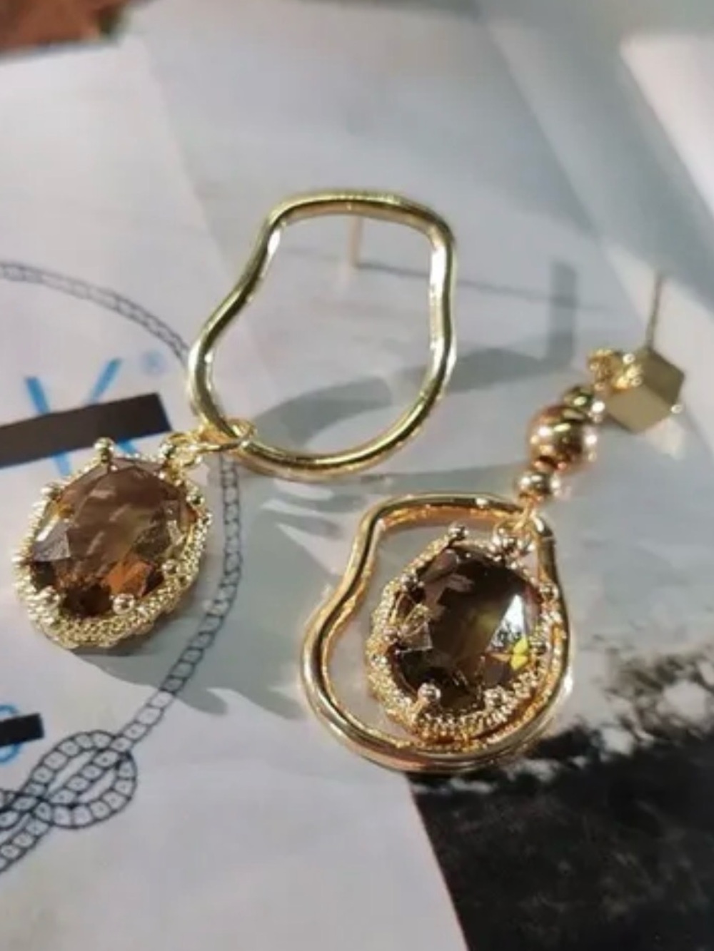 Gold Crystal Drop Earrings - Elegant Jewelry